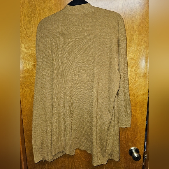 Terra & Sky Taupe/Brown Color Open Front Cardigan Sweater - Front Pockets - Picture 3 of 5